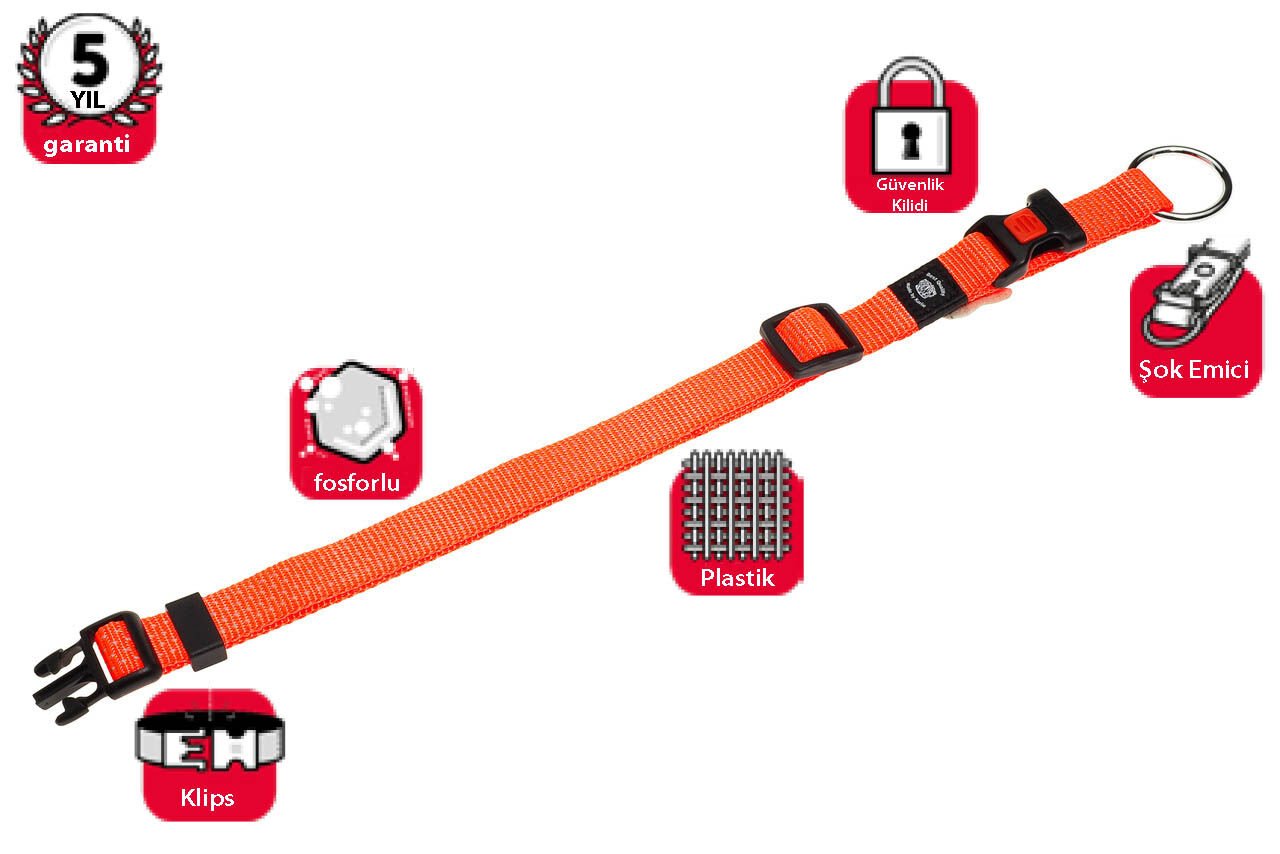 Karlıe Kilitli Boyun Tasma L 45-65 Cm Turuncu