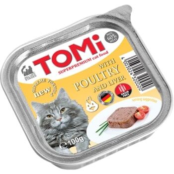 Tomi Kedi Kümes Hayvanı Ve Ciğerli Alüminyum Yaş Mama 100gr (pate)